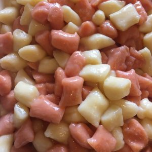 Two-colored potato gnocchi